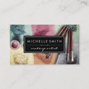 Cartão De Visita Pó de maquilhagem colorido   Artista de maquiagem