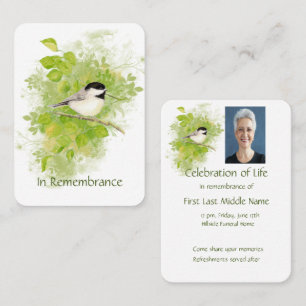 Cartão De Visita Pocket Keepsaet Memorial Chickadee Nature Bird Art