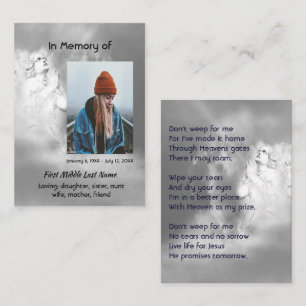 Cartão De Visita Poema Cristão Memorial Presente Anjo Céu Nuvens