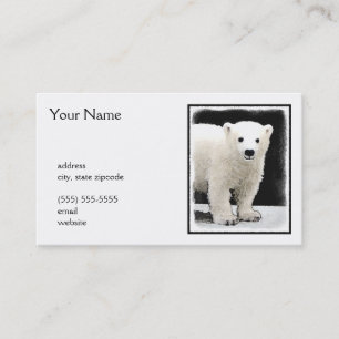 Cartão De Visita Polar Bear Cub Painting - Arte Original