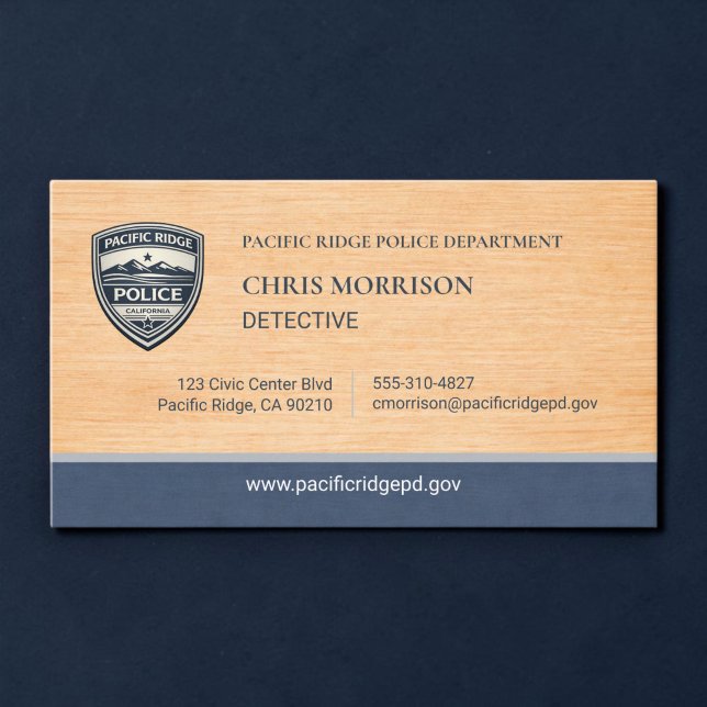 Cartão De Visita Police Officer Detective Rustic Logo Business Card (Criador carregado)