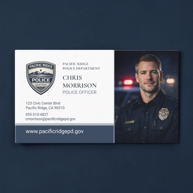 Cartão De Visita Police Officer Photo Law Enforcement Business Card (Criador carregado)