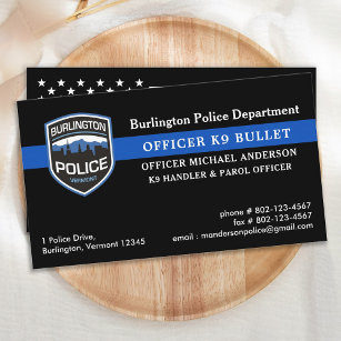 Cartão De Visita Polícia - Cão K9 Unidade - Linha Azul - Polícia