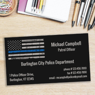 Cartão De Visita Polícia de Polícia de Sinalizador de Linha Azul Fi