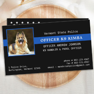 Cartão De Visita Polícia fina de linha azul da unidade K9