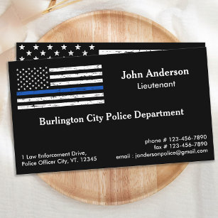 Cartão De Visita Policial de Polícia da Linha Azul Thin