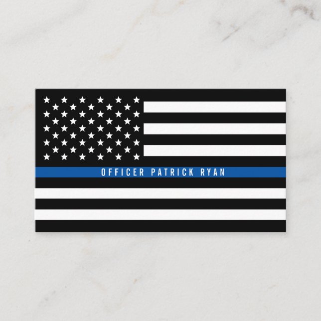 Cartão De Visita Policial Thin Blue Line American Flag Professional (Frente)