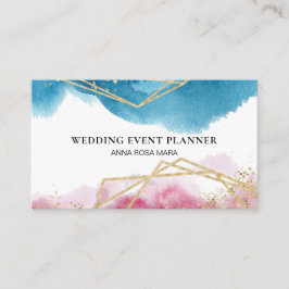 Cartão De Visita Polígono Dourados azuis do brilho do rosa do