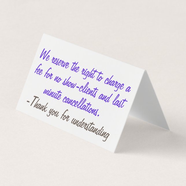 Cartão De Visita Política de cancelamento (Frente)