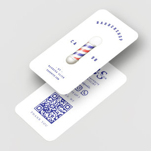 Cartão De Visita Pólo de Barbearia Clássico Vermelho Branco Azul