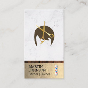 Cartão De Visita Polo de barbeiro  Cabelo Na moda de tesoura de bar