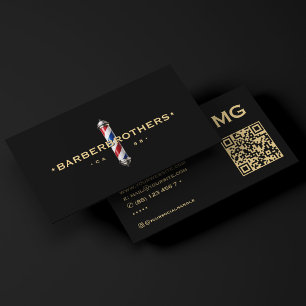 Cartão De Visita Pólo de Barbeiro Clássico Barbearia Preta