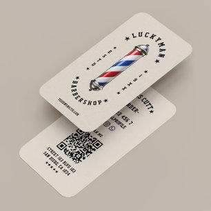 Cartão De Visita Pólo de Barbeiro Vermelho Branco Azul Clássico Bar