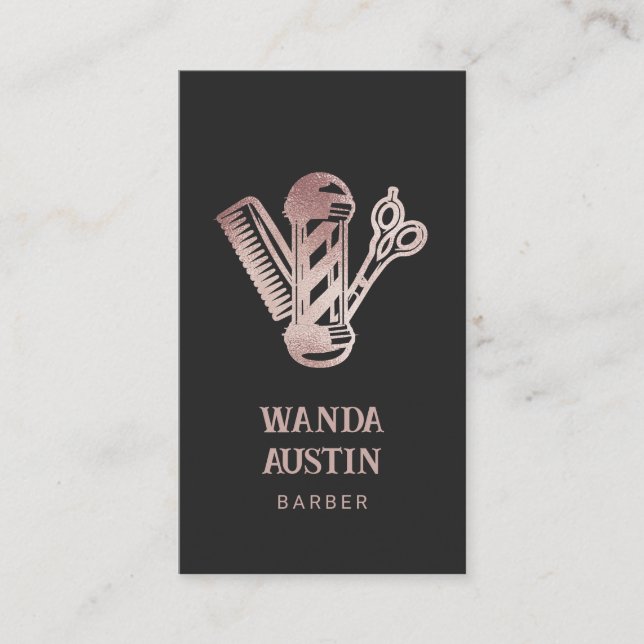 Cartão De Visita Polo de barreira do Comb da Tesoura Glitter Dourad (Frente)