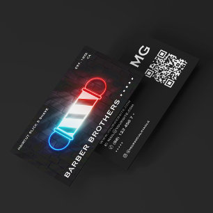 Cartão De Visita Polo Neon Barber Clássico da Barbearia da Barbeari