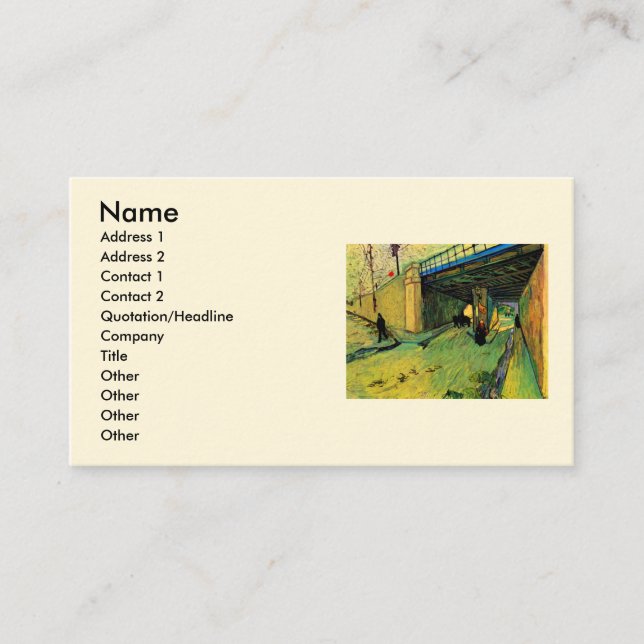 Cartão De Visita Ponte ferroviária sobre Montmajour, por Vincent va (Frente)