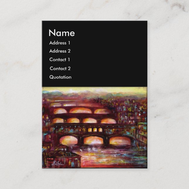 Cartão De Visita Ponte Vecchio e Outras Pontes de Florença,preto (Frente)