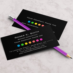 Cartão De Visita Pontos coloridos contra o chique incorporado preto
