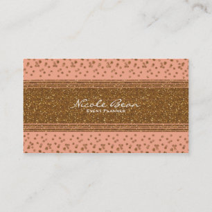 Cartão de Visita Pontos de Confete Rosa e Dourado