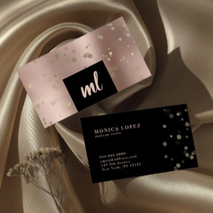 Cartão De Visita pontos de confetti Na moda de rosa de cobre modern