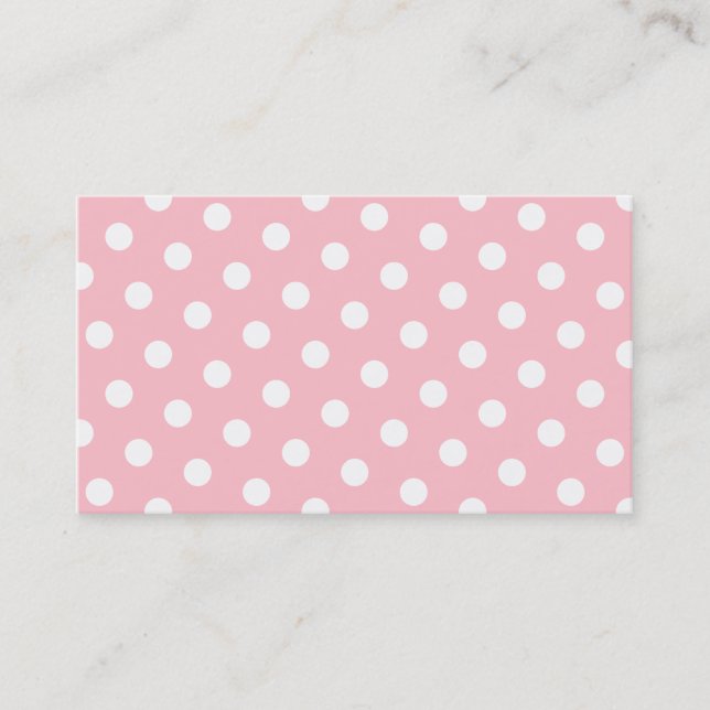 Cartão De Visita Pontos Polka Rosa e Branco (Frente)