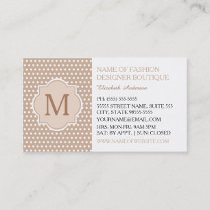 Cartão De Visita Pontos Turvos Lindos Com Monograma de Boutique Fem