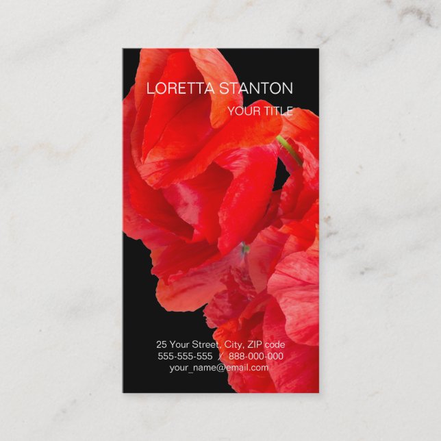 Cartão De Visita Poppies (Frente)