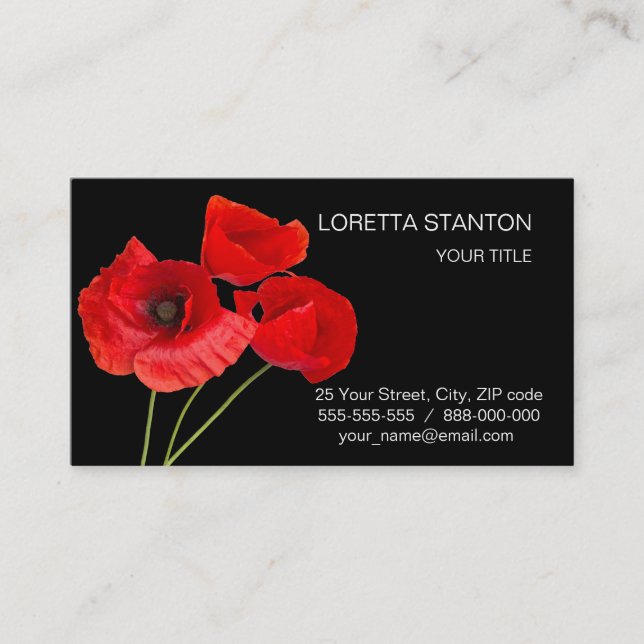 Cartão De Visita Poppies (Frente)
