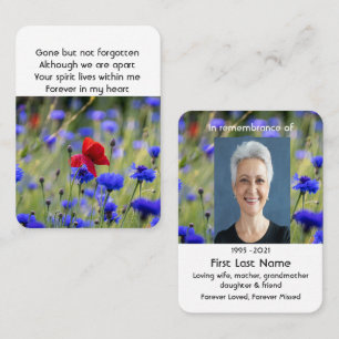 Cartão De Visita Poppy Cornflower Meadow Memorial Pocket Keepape
