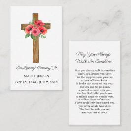 Cartão De Visita Poppy Cross Memorial Funeral Prayer Card