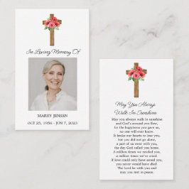 Cartão De Visita Poppy Cross Memorial Photo Funeral Prayer Card