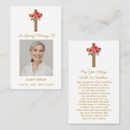 Cartão De Visita Poppy Cross Memorial Photo Funeral Prayer Card