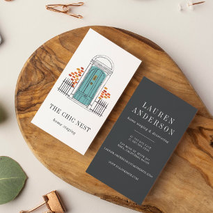 Cartão De Visita Porta Azul   Preparo doméstico ou design interior