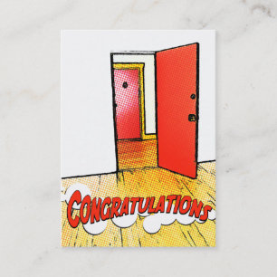 Cartão De Visita porta cómica dos parabéns