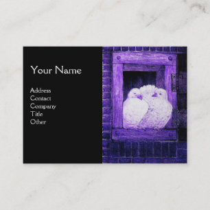 Cartão De Visita PORTAS BRANCAS NA JANELA, preto azul monograma