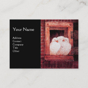 Cartão De Visita PORTAS BRANCAS NA JANELA, preto vermelho monograma