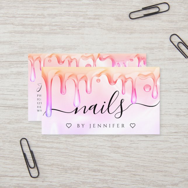 Cartão De Visita Portas Holográficas Poloneses Unhas Artista QR Cód (Frente/Verso In Situ)