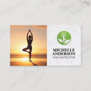 Cartão De Visita Pose de Yoga ao Sol Logotipo de Saúde Mental