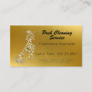Cartão De Visita Posh Cleaning Service Metallic 14k Dourado Modelo