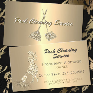 Cartão De Visita Posh Cleaning Service Metallic 14k Gold Template