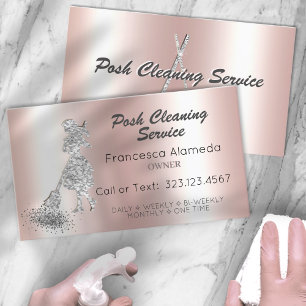 Cartão De Visita Possuir Glitter De Silver Metálico Rosa Do Servi