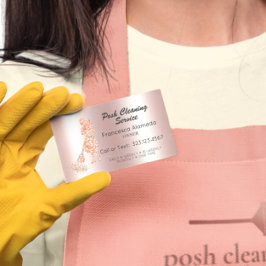 Cartão De Visita Possuir Serviço De Limpeza Maid Com Largura Metáli