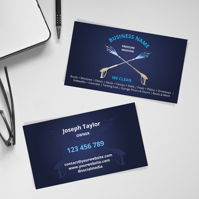 Cartão De Visita Potência de lavagem da pressão profissional (Criador carregado)