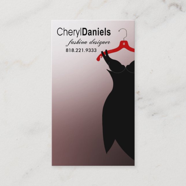 Cartão De Visita "Pouco desenhador de moda do vestido preto", (Frente)