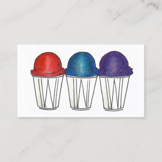 Cartão De Visita Praia de Snocone de Gelo Sno Cone Shaved Comida De (Frente)