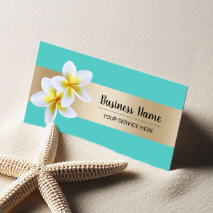 Cartão De Visita Praia Plumeria Bela Flor Salão Spa Turquoise