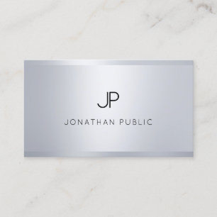 Cartão De Visita Prata brilhante moderna parece elegante monograma