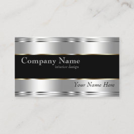 Cartão De Visita Prata corporativa metálica profissional Elegante