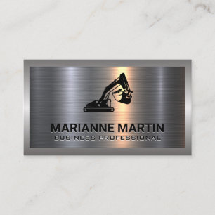 Cartão De Visita Prata de alumínio metálico escovada   Logotipo d