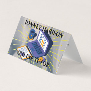 Cartão De Visita Prata de Aprendizado Virtual de Instrutor Online